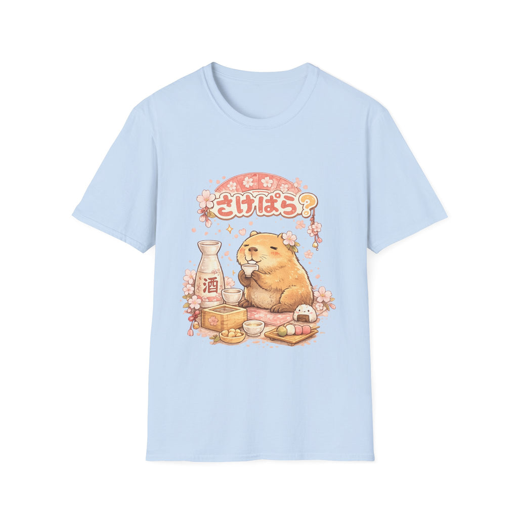 Sake-Time Capybara T-Shirt — Cute Japanese Sake Drinking Capybara Tee