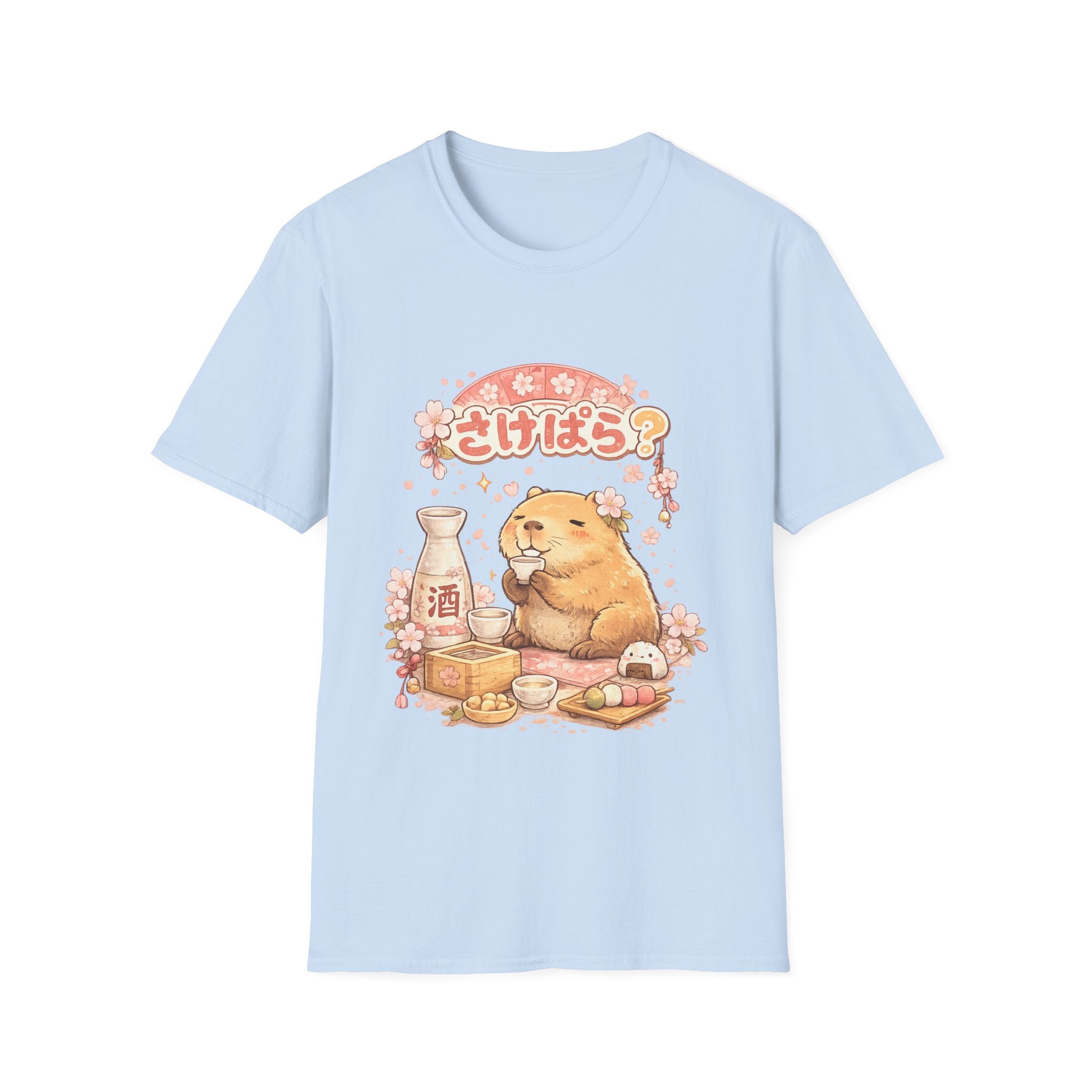 Sake-Time Capybara T-Shirt — Cute Japanese Sake Drinking Capybara Tee