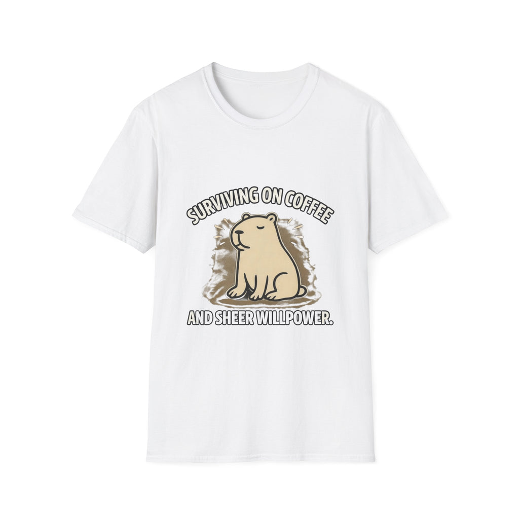 Surviving On Coffee & Sheer Willpower T-Shirt — Cute capybara Coffee Tee