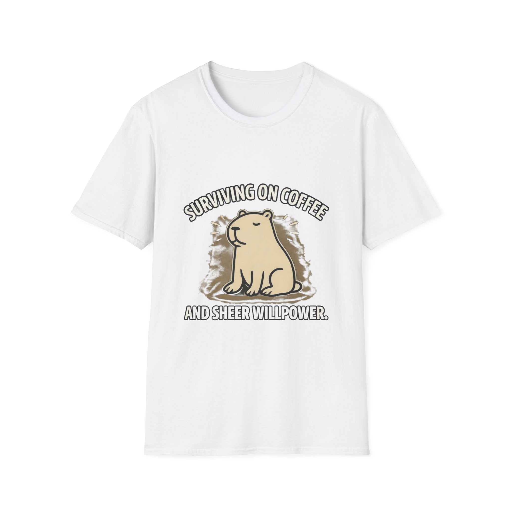 Surviving On Coffee & Sheer Willpower T-Shirt — Cute capybara Coffee Tee