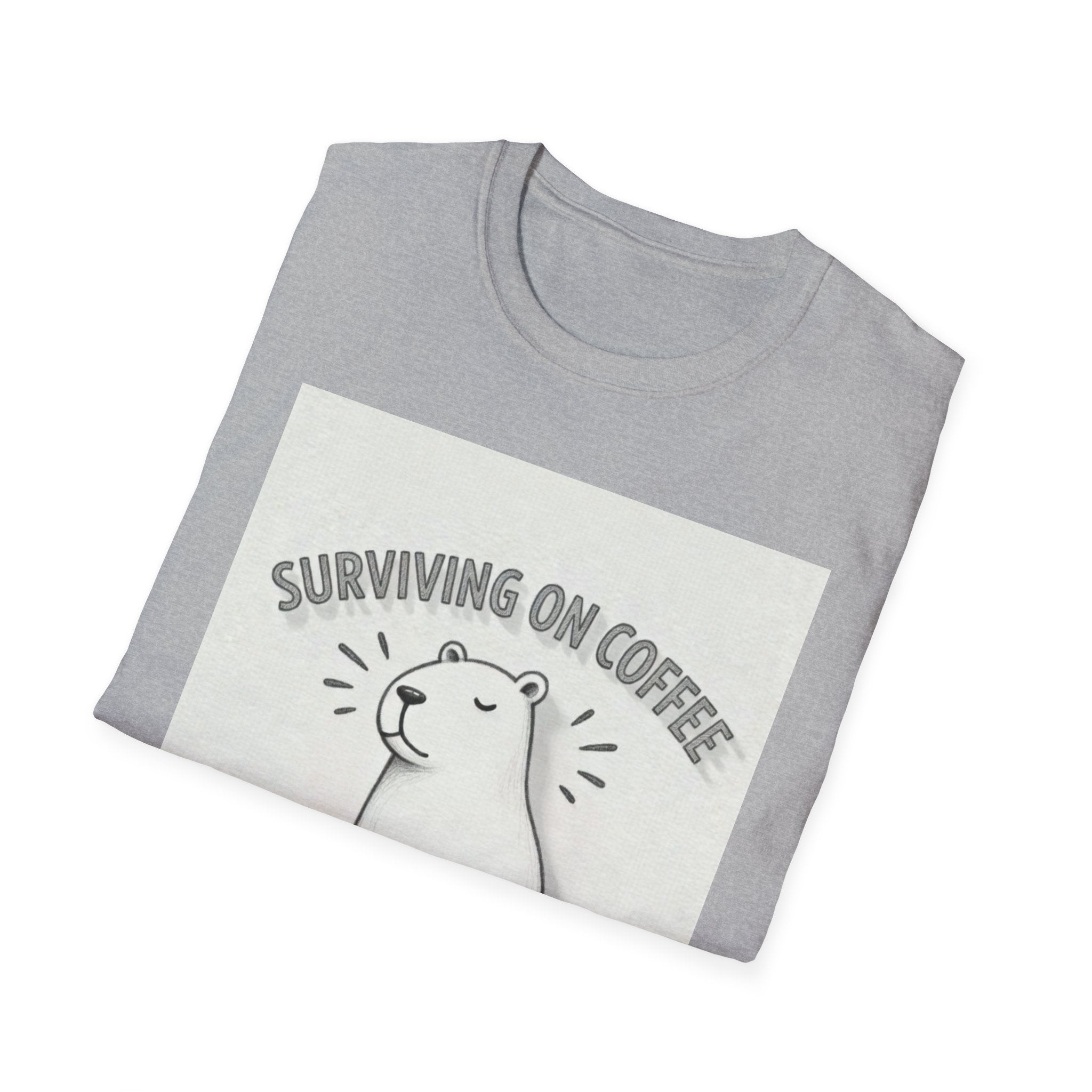 SURVIVING ON COFFEE AND SHEER WILLPOWER Capybara T-Shirt - Funny Coffee Lover Burnout Tee, Chill Sketch Capybara Mental Health Gift