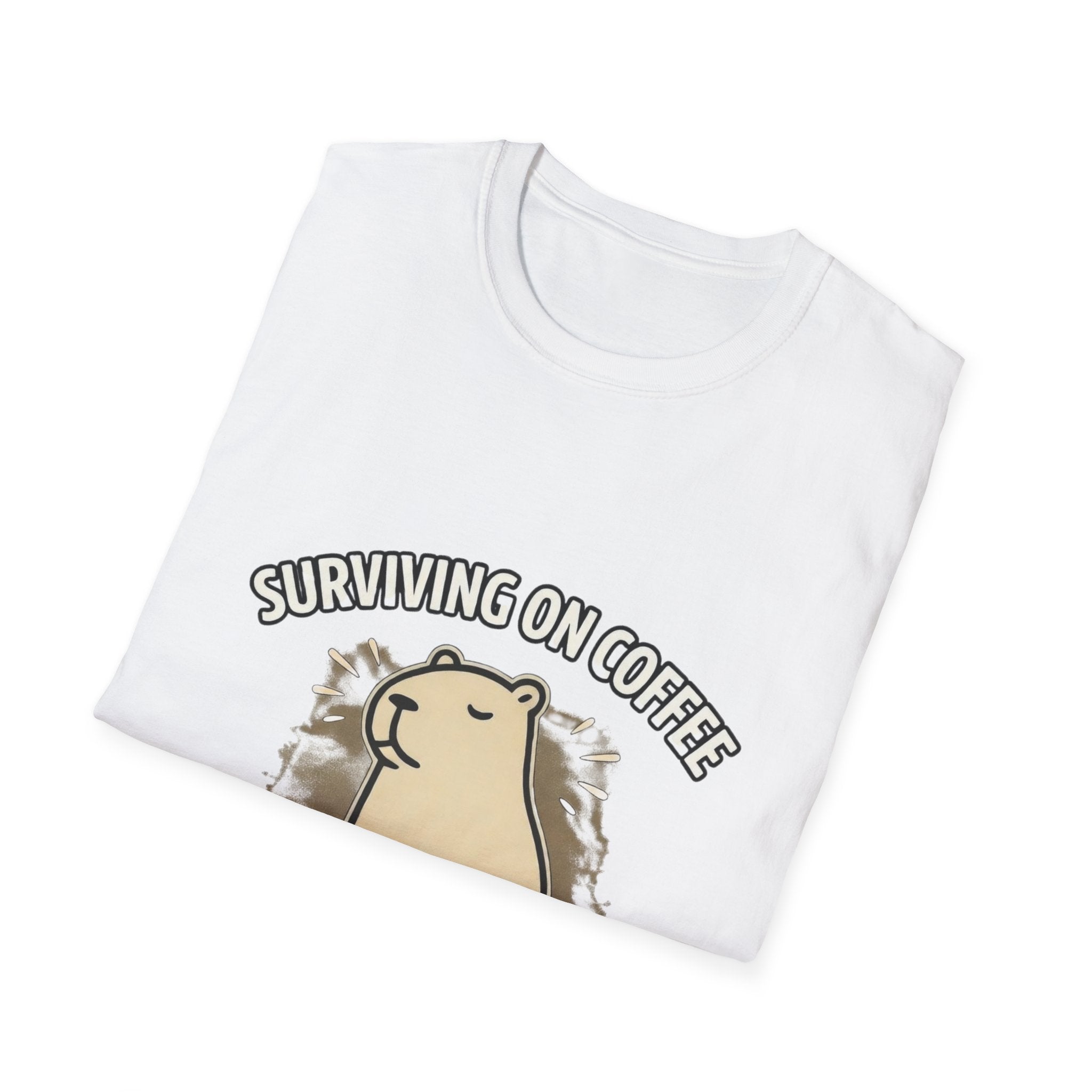 Surviving On Coffee & Sheer Willpower T-Shirt — Cute capybara Coffee Tee
