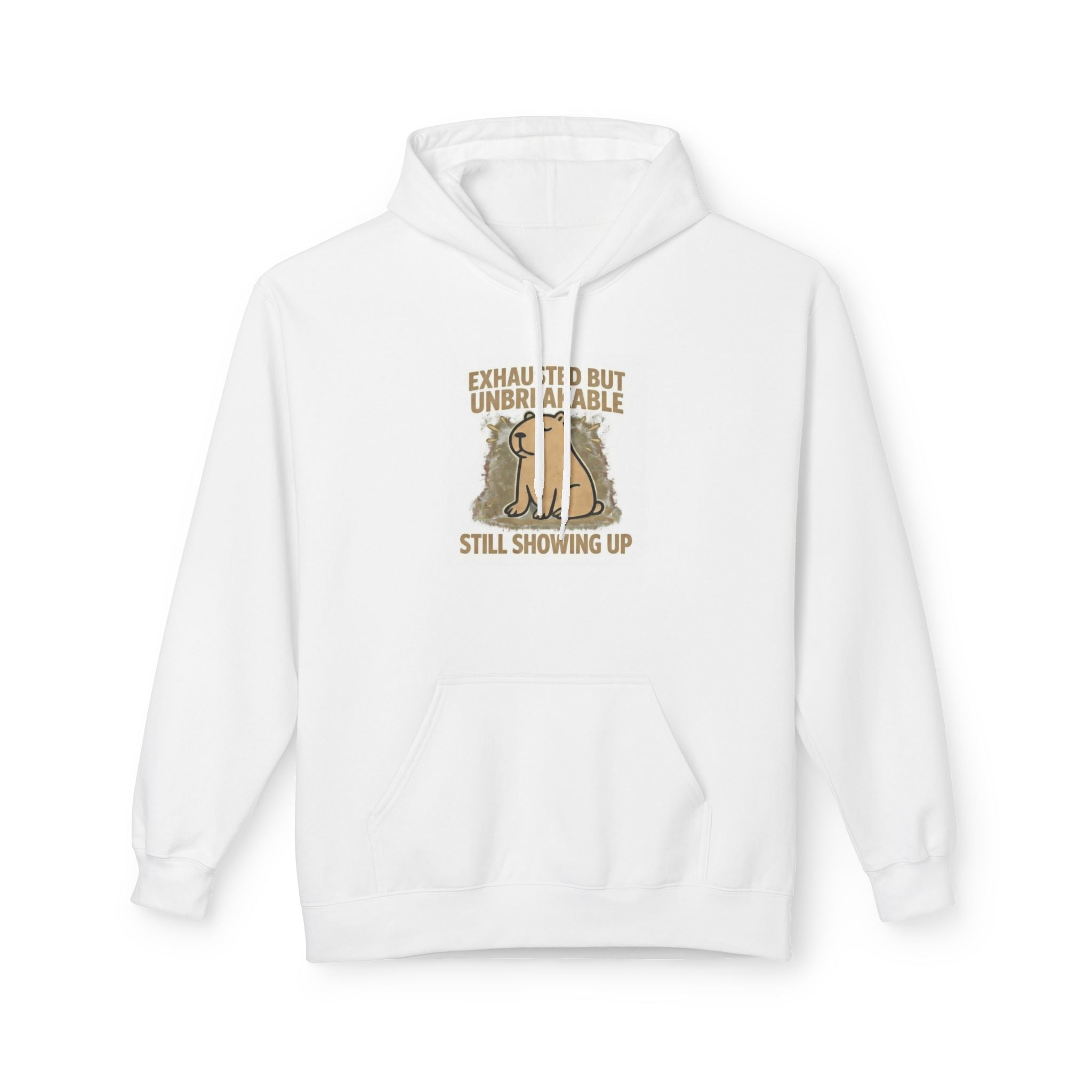 Hoodie — "Exhausted But Unbreakable" Capybara  Graphic Lightweight Hoodie