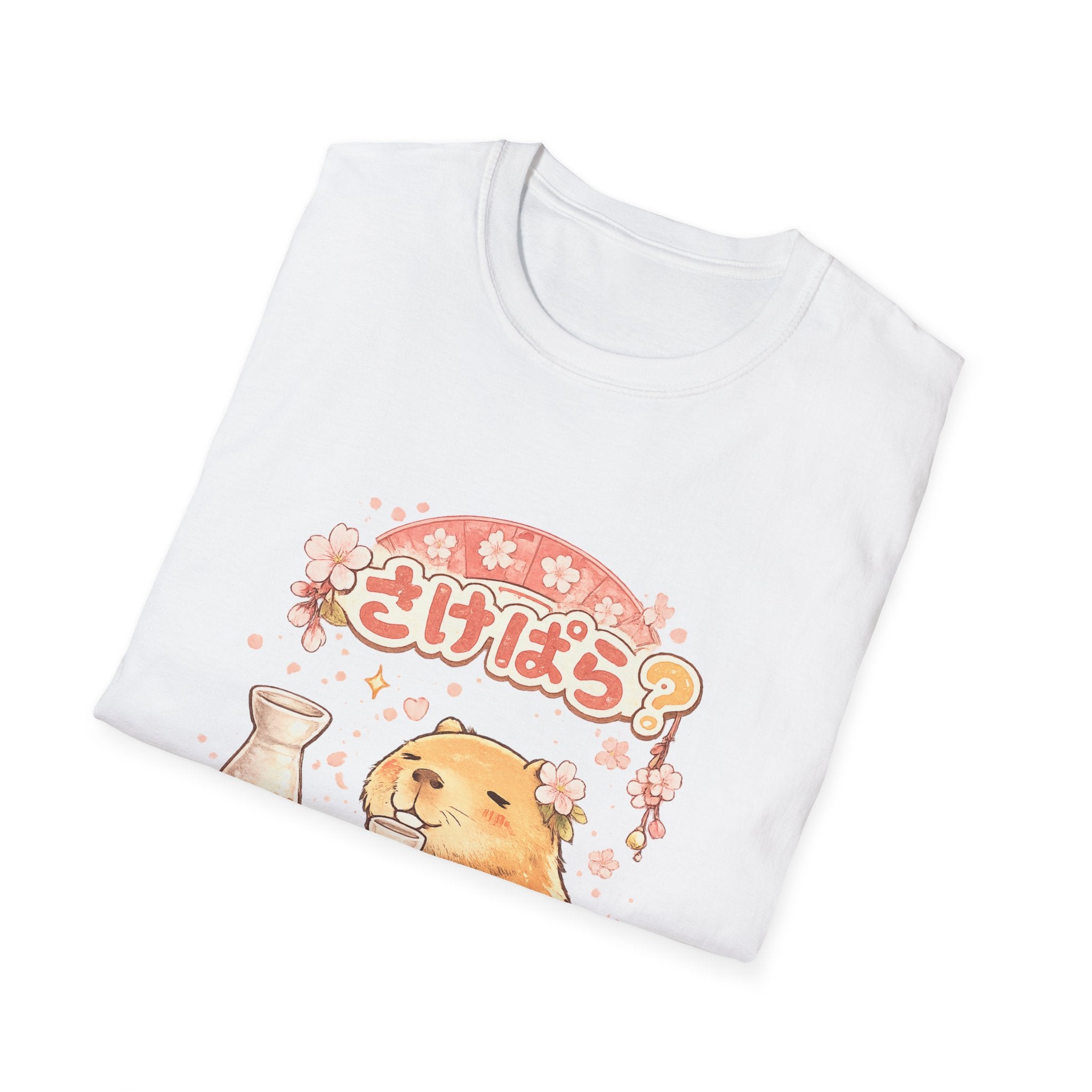 Sake-Time Capybara T-Shirt — Cute Japanese Sake Drinking Capybara Tee