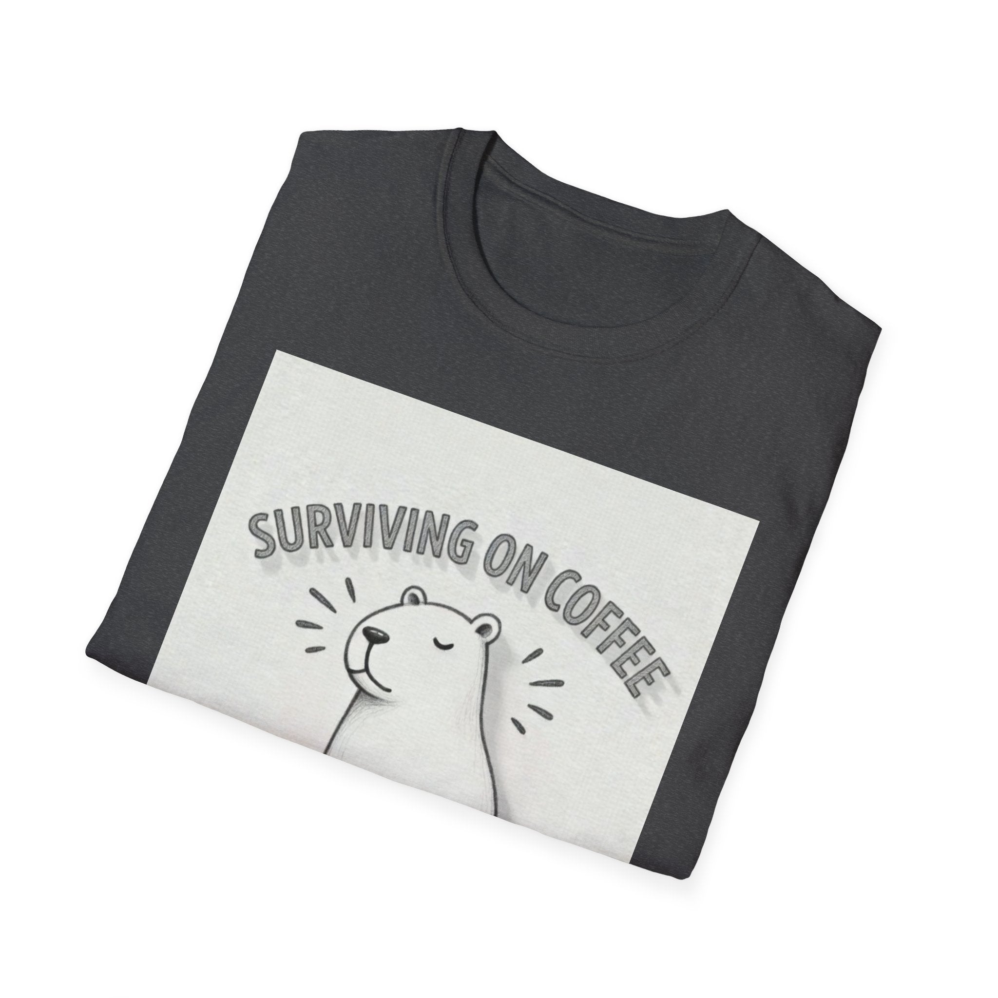 SURVIVING ON COFFEE AND SHEER WILLPOWER Capybara T-Shirt - Funny Coffee Lover Burnout Tee, Chill Sketch Capybara Mental Health Gift
